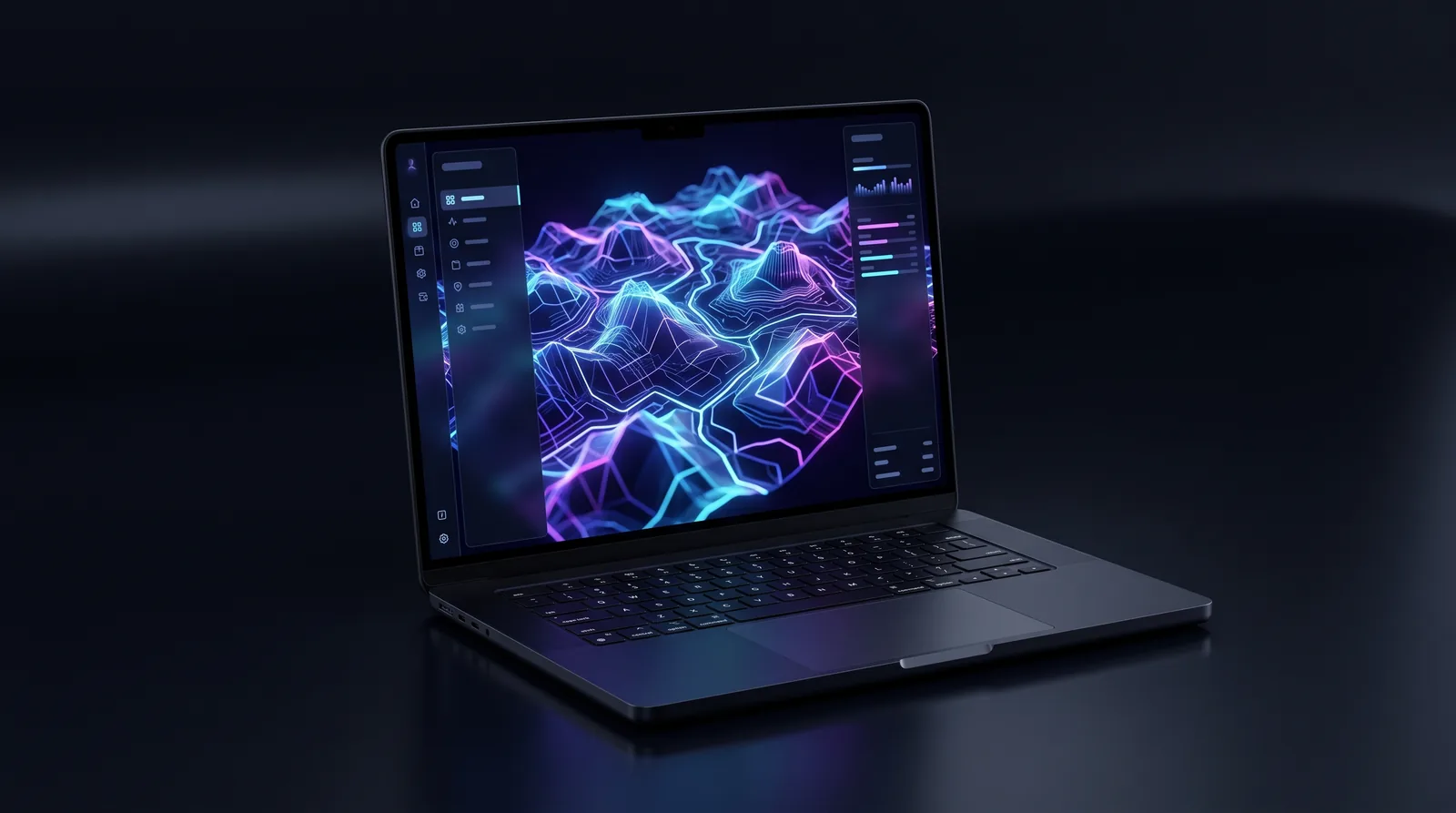 PHOSITA technology-landscape dashboard on a laptop